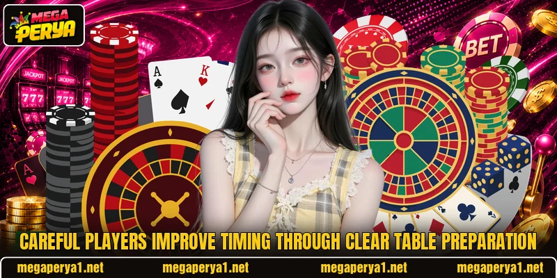 Careful players improve timing through clear table preparation Careful players improve timing through clear table preparation
