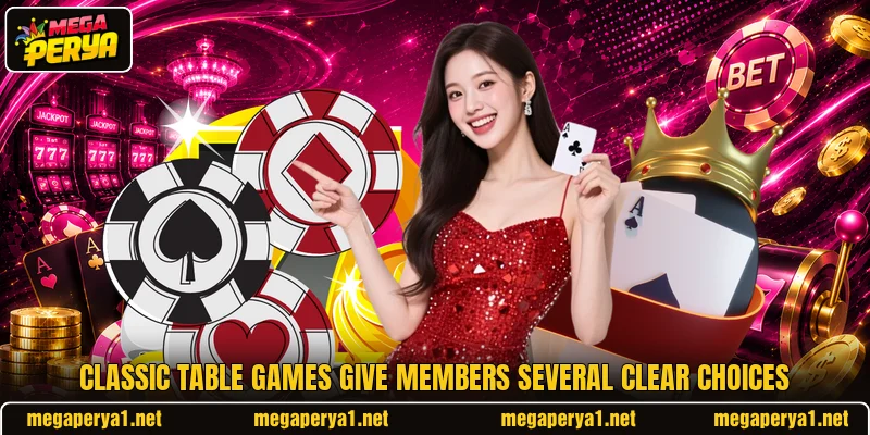 Classic table games give members several clear choices Classic table games give members several clear choices