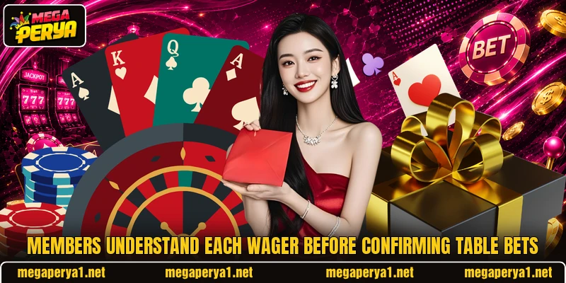 Members understand each wager before confirming table bets Members understand each wager before confirming table bets