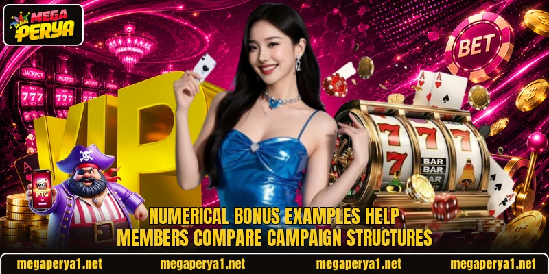 Numerical bonus examples help members compare campaign structures Numerical bonus examples help members compare campaign structures