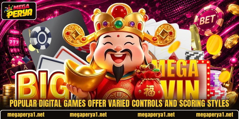 Popular digital games offer varied controls and scoring styles Popular digital games offer varied controls and scoring styles
